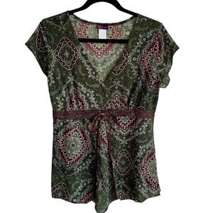 Agenda Y2K Paisley V-Neck Women’s Top Sz Small